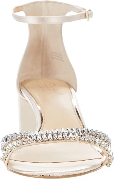 Jewel Badgley Mischka Joanne Women's Shoes Champagne Satin : 6 M, Textile - Image 5
