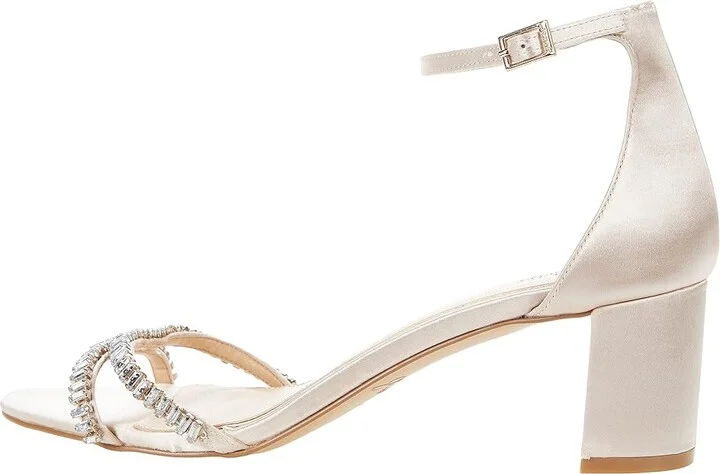 Jewel Badgley Mischka Joanne Women's Shoes Champagne Satin : 6 M, Textile - Image 6