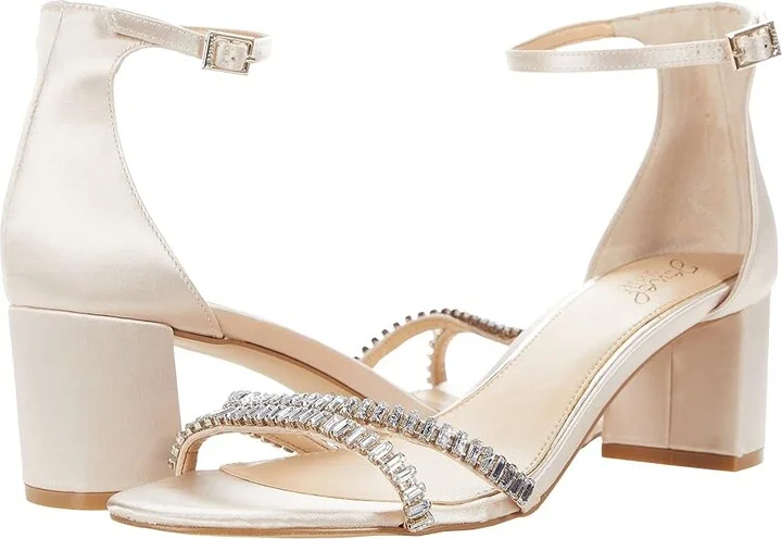 Jewel Badgley Mischka Joanne Women's Shoes Champagne Satin : 6 M, Textile