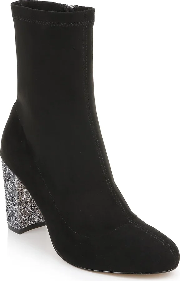 Jewel Badgley Mischka Jovanna Glitter Block Heel Bootie