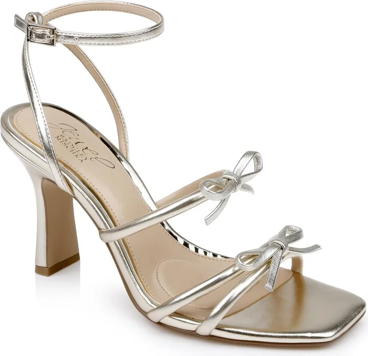 Jewel Badgley Mischka Kiyomi II Metallic Delicate Sandal with Bow Straps