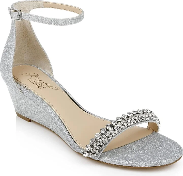 Jewel Badgley Mischka Lora Low Wedge Sandals