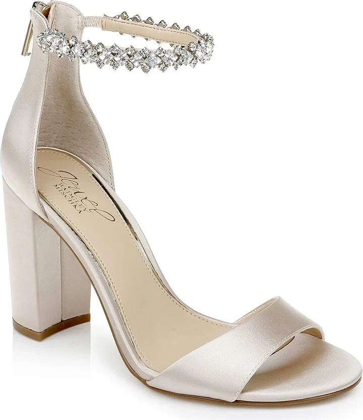 Jewel Badgley Mischka Louise Peep-Toe Block Heel