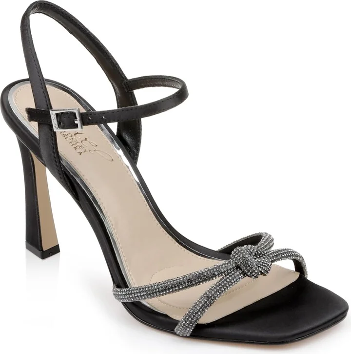 Jewel Badgley Mischka Madison Stiletto Sandals with Rhinestone Knot Detail