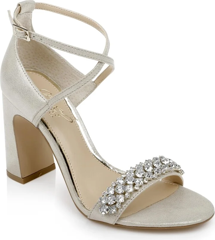 Jewel Badgley Mischka Penny Crystal Embellished Block Heel