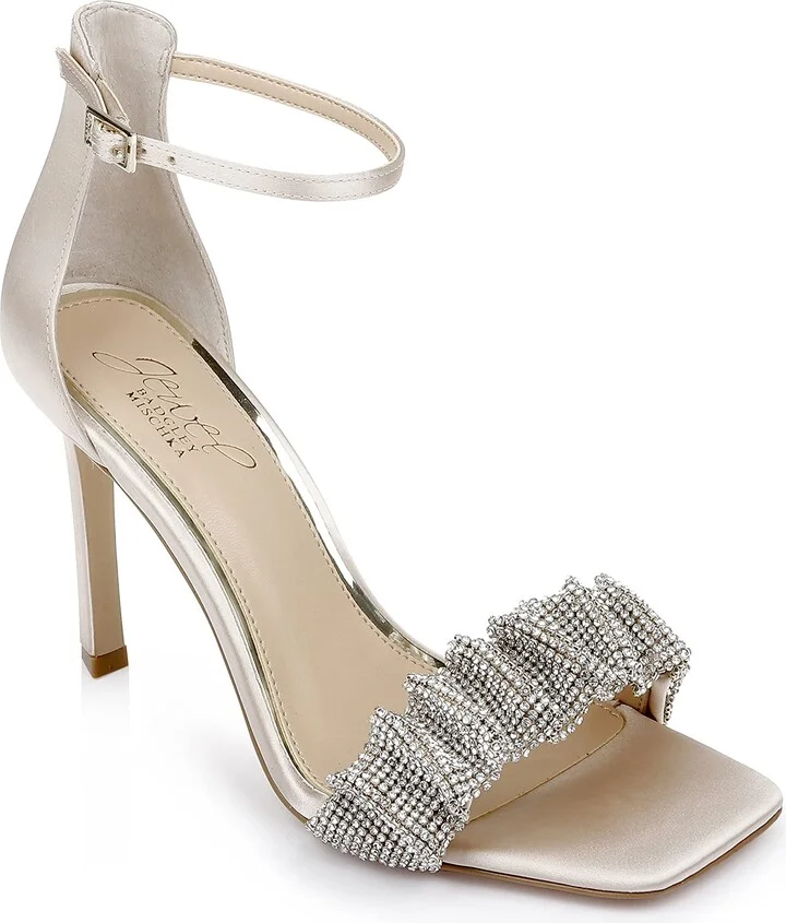 Jewel Badgley Mischka Ridley Bejeweled Strap Stiletto Heel Champagne