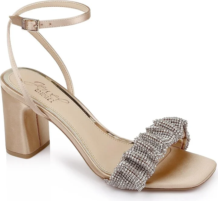Jewel Badgley Mischka Rita Bejeweled Strap Block Heel