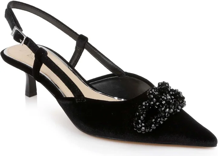 Jewel Badgley Mischka Tabitha Velvet Slingback Kitten Heels
