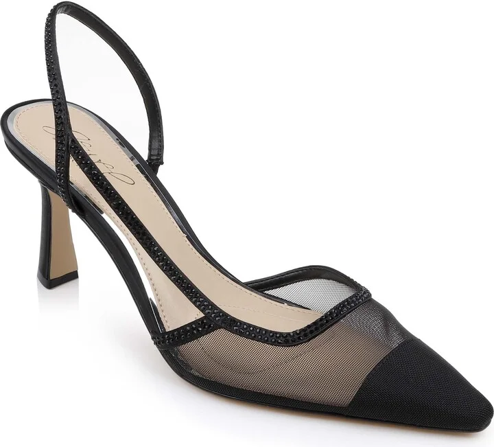 Jewel Badgley Mischka Tammy Mesh Pointed Toe Slingback Stiletto Heels