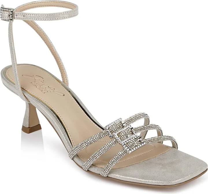 Jewel Badgley Mischka Tesslynn Open Toe Kitten Heels with Ankle Strap