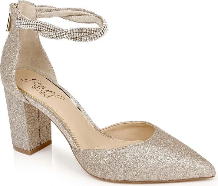 Jewel Badgley Mischka Tinsley Pointed Toe Block Heel Pumps