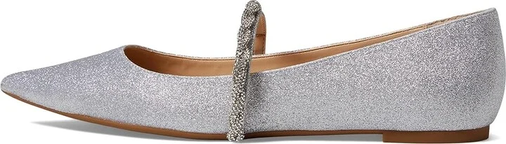 Jewel Badgley Mischka Vana Women's Flat Shoes Silver : 6 M, Textile - Image 5