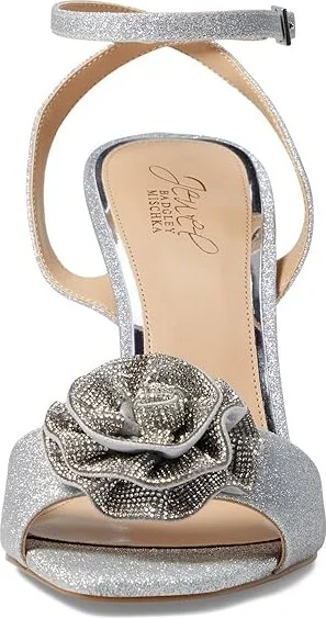 Jewel Badgley Mischka Vida Women's Sandals Silver : 6 M, Satin - Image 2