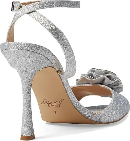 Jewel Badgley Mischka Vida Women's Sandals Silver : 6 M, Satin - Image 4