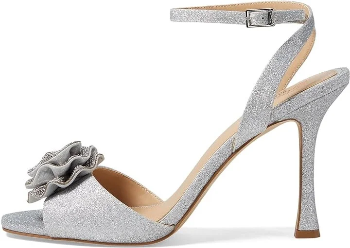 Jewel Badgley Mischka Vida Women's Sandals Silver : 6 M, Satin - Image 5