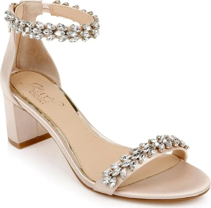 Jewel Badgley Mischka Women's Bronwen Block Heel Evening Sandals