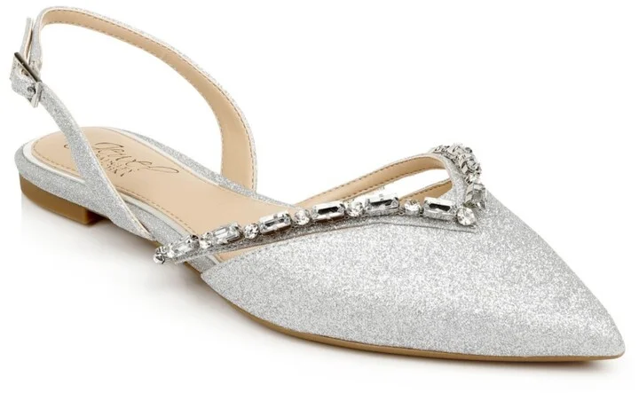 Jewel Badgley Mischka Women's Camden Slingback Pointed Toe Evening Flats