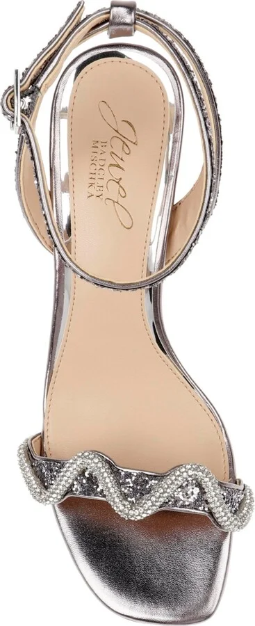 Jewel Badgley Mischka Women's Gem Wavy Ornament Block Heel Evening Sandals - Image 8