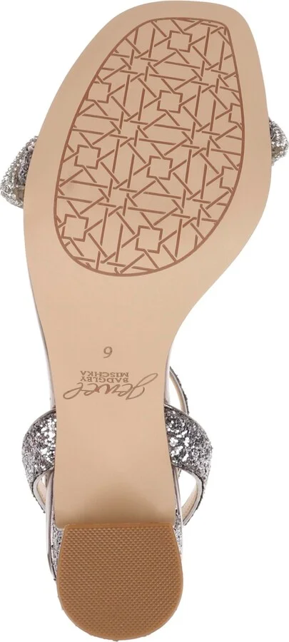 Jewel Badgley Mischka Women's Gem Wavy Ornament Block Heel Evening Sandals - Image 9