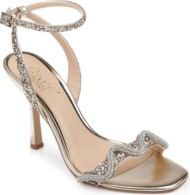 Jewel Badgley Mischka Women's Gemma Wavy Ornament Stiletto Evening Sandals