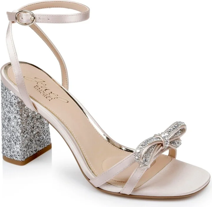 Jewel Badgley Mischka Women's Hillary Bow Detail Block Heel Evening Sandals