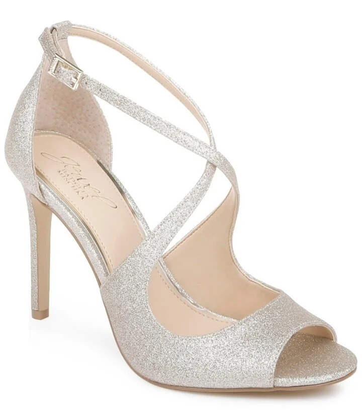 Jewel Badgley Mischka Women's Jonna Crisscross Peep Toe Evening Sandals