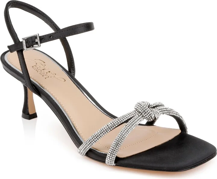 Jewel Badgley Mischka Women's Maci Rhinestone Knot Kitten Heel Sandals