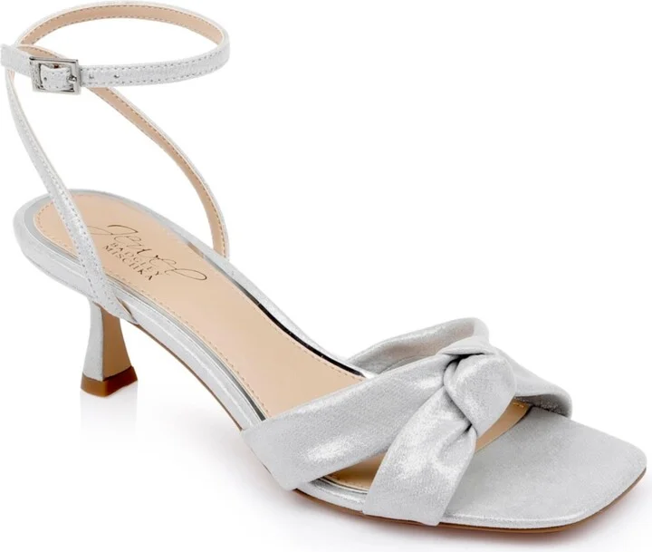 Jewel Badgley Mischka Women's Valarie Square Toe Kitten Heel Evening Sandals