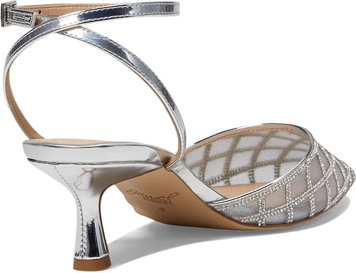 Jewel Badgley Mischka Yesenia High Women's Heels Silver Metallic : 6 M, Leather - Image 4
