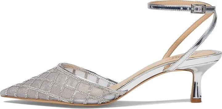 Jewel Badgley Mischka Yesenia High Women's Heels Silver Metallic : 6 M, Leather - Image 5