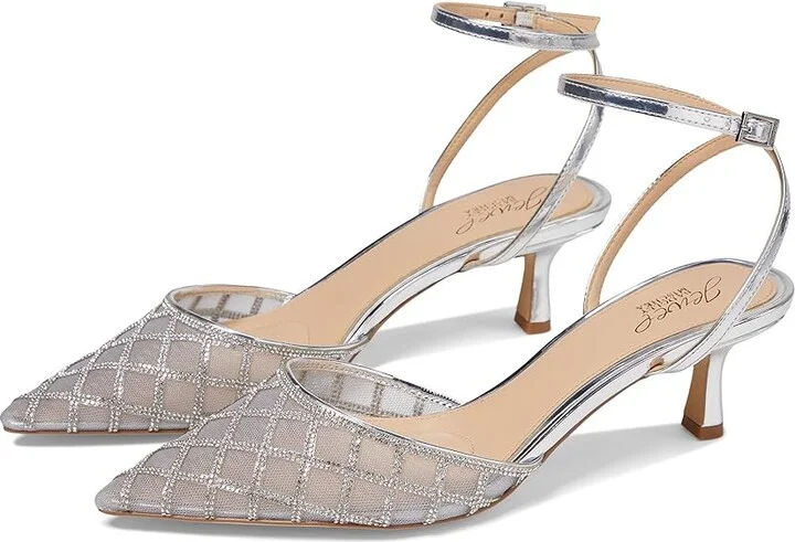 Jewel Badgley Mischka Yesenia High Women's Heels Silver Metallic : 6 M, Leather