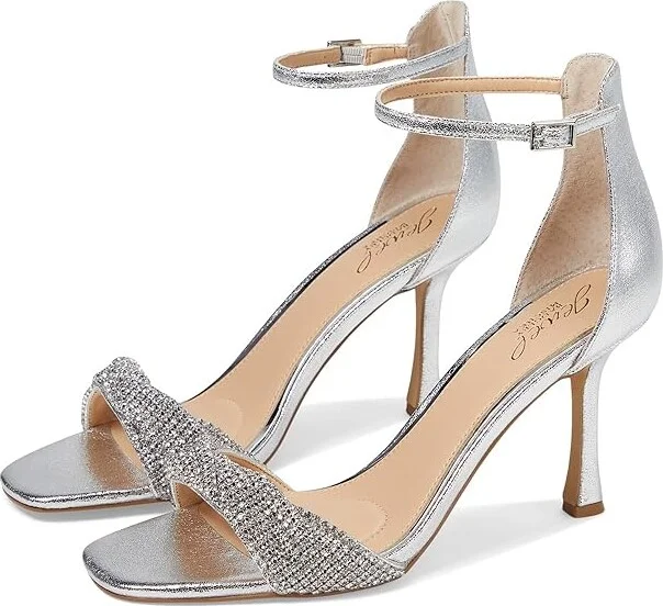 Jewel Badgley Mischka Yesica Women's Sandals Silver Textile : 10 M, Synthetic