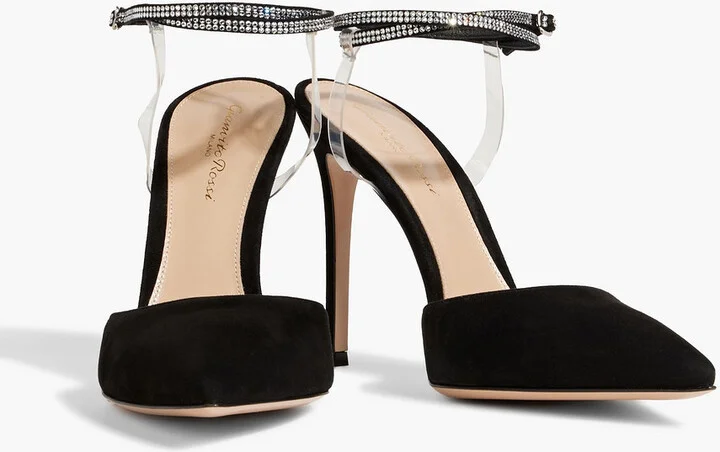 Jewel crystal-embellished PVC and suede pumps - Image 2