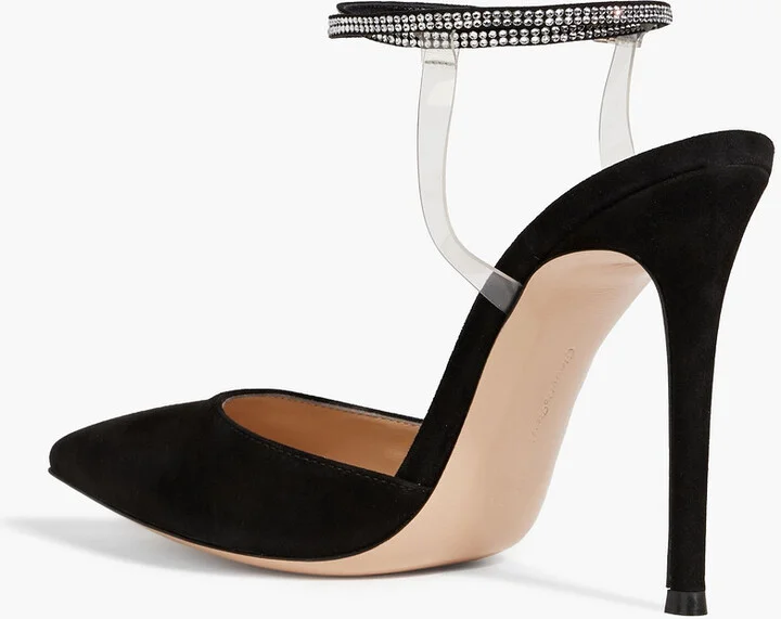 Jewel crystal-embellished PVC and suede pumps - Image 3