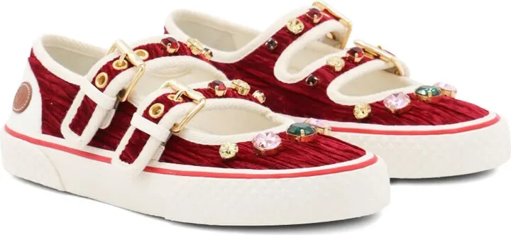 Jewel-Embellished Buckle Sneakers - Image 2