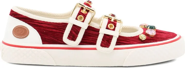 Jewel-Embellished Buckle Sneakers