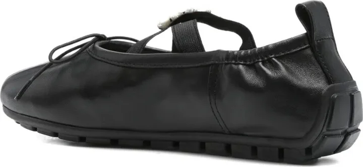 Jewel-Embellished Leather Ballet Flats - Image 3