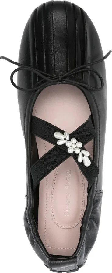 Jewel-Embellished Leather Ballet Flats - Image 4