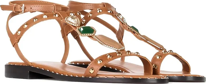 Jewel-Embellished Studded Sandals - Image 2