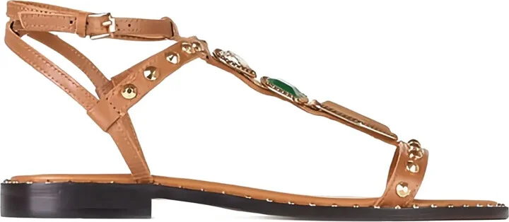 Jewel-Embellished Studded Sandals
