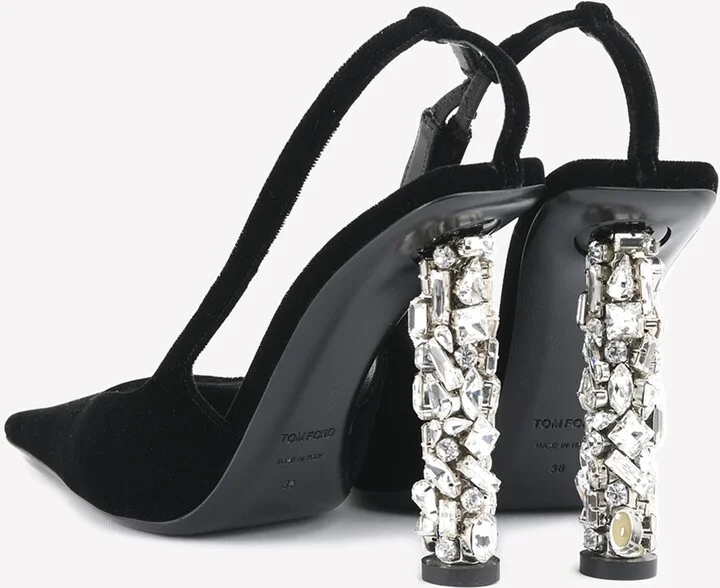 Jewel Heel 105 Slingback Velvet Pumps - Image 2
