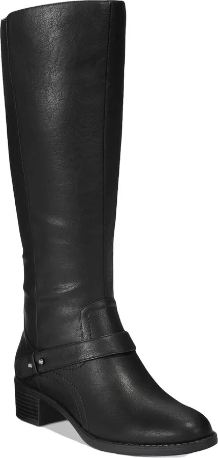 Jewel Plus Womens Faux Leather Wide Calf Knee-High Boots
