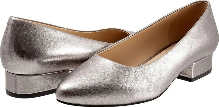 Jewel Pump Women's US 9.5 Silver Leather Pointed Toe Block Heel ZPO1936