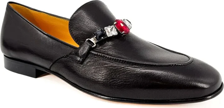 Jeweled Leather Loafers - Image 2