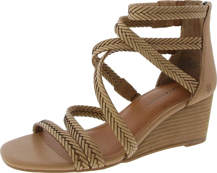 Jifinya Womens Zipper Leather Wedge Sandals