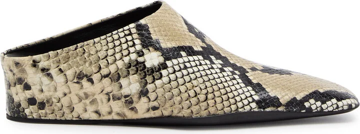 Jil Sander 40 Python-effect Leather Wedge Mules