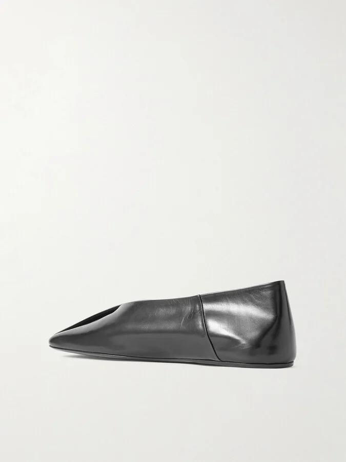 Jil Sander - Asymmetric Leather Ballet Flats - Black - Image 3