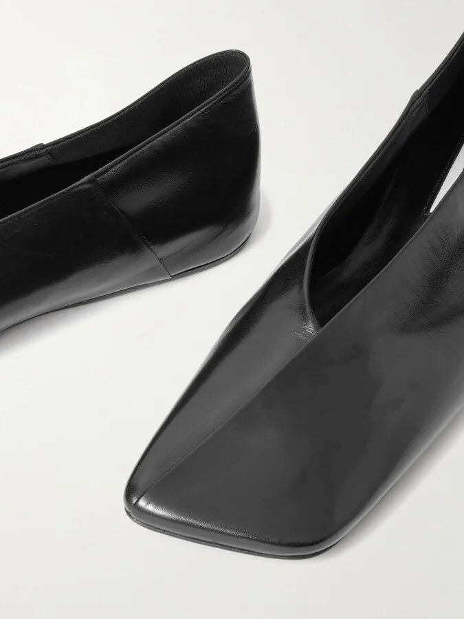 Jil Sander - Asymmetric Leather Ballet Flats - Black - Image 4