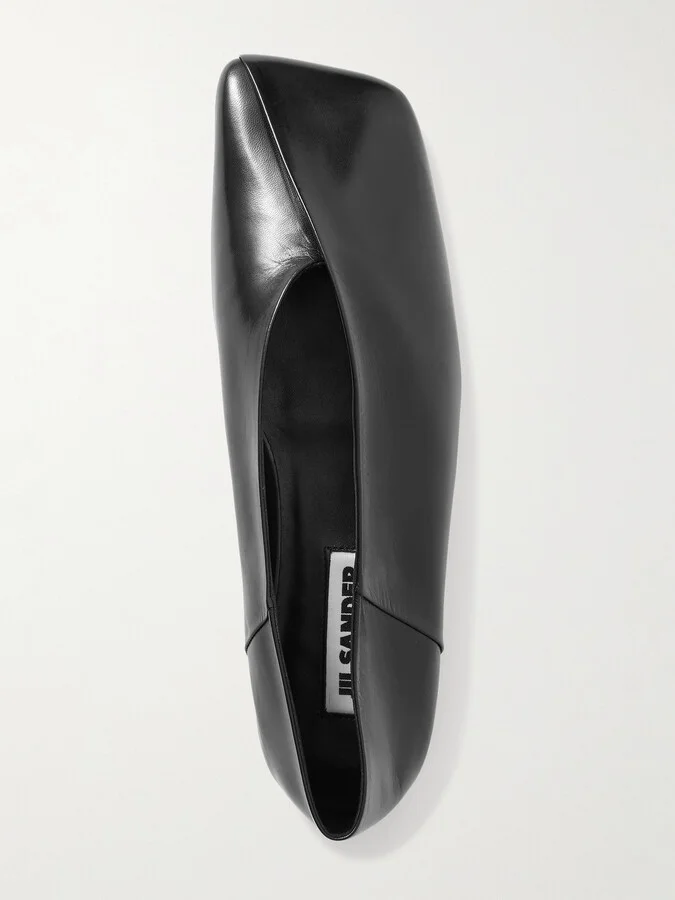 Jil Sander - Asymmetric Leather Ballet Flats - Black