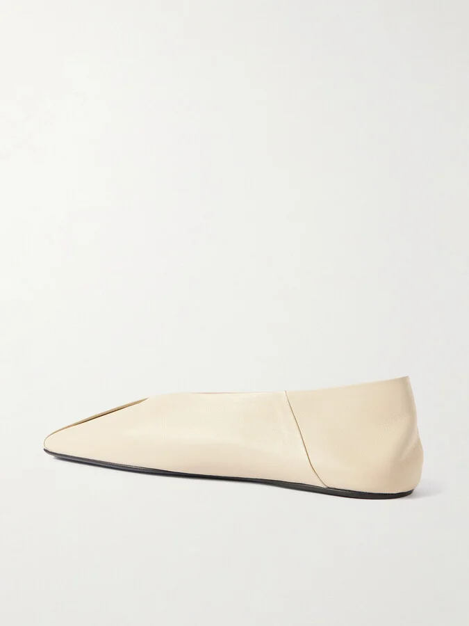 Jil Sander - Asymmetric Leather Ballet Flats - Cream - Image 3